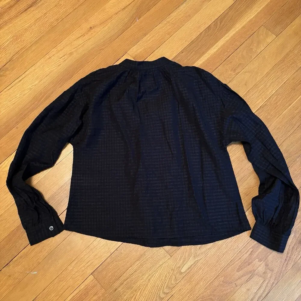 NWT BANANA REPUBLIC Womens Long Sleeve Black Jacquard Puff Top XS New